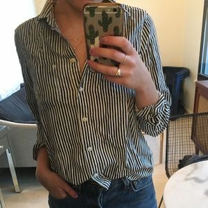 Madewell black and white stripe button down